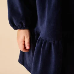 Robe de fête manches longues en velours côtelé pour bébé fille