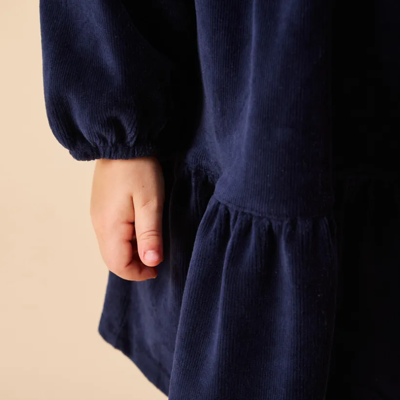 Robe de fête manches longues en velours côtelé pour bébé fille