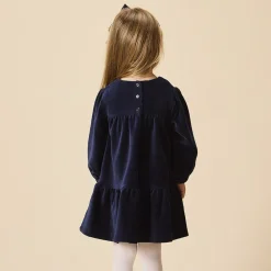 Robe de fête manches longues en velours côtelé pour bébé fille