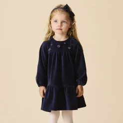 Robe de fête manches longues en velours côtelé pour bébé fille