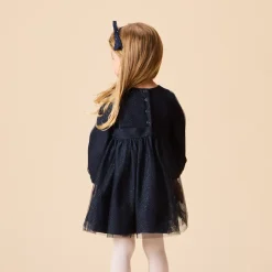 Robe de fête manches longues en tulle pailleté pour bébé fille