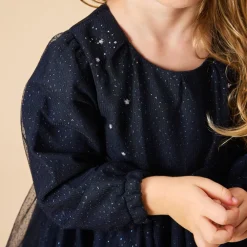 Robe de fête manches longues en tulle pailleté pour bébé fille