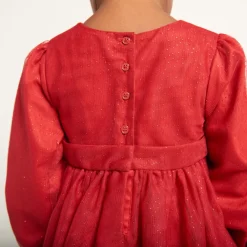 Robe de fête manches longues en tulle pailleté pour bébé fille