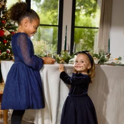 Robe de fête manches longues en crêpe pailletée pour fille