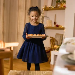 Robe de fête manches longues en crêpe pailletée pour fille