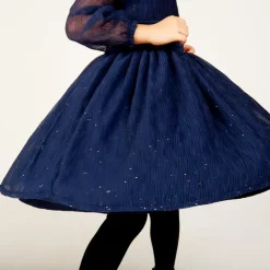 Robe de fête manches longues en crêpe pailletée pour fille