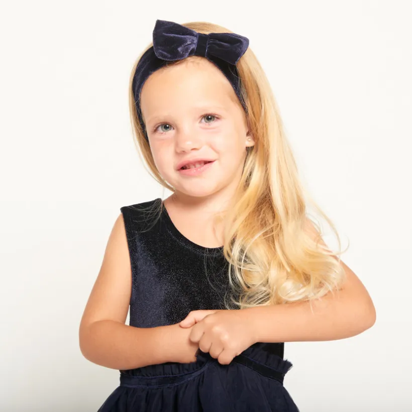 Robe de fête sans manches effet 2 en 1+ bandeau pour bébé fille