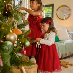 Robe de fête sans manches à froufrous pailletés pour fille