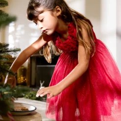 Robe de fête sans manches à froufrous pailletés pour fille