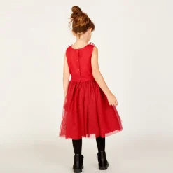 Robe de fête sans manches à froufrous pailletés pour fille