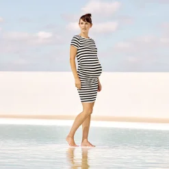 Robe de grossesse manches courtes moulante rayée