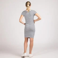 Robe de grossesse moulante à rayures