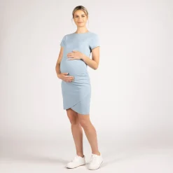 Robe de grossesse moulante unie effet croisé