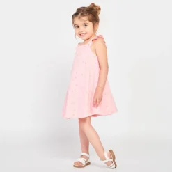 Robe dos croisé en broderie anglaise pour bébé fille