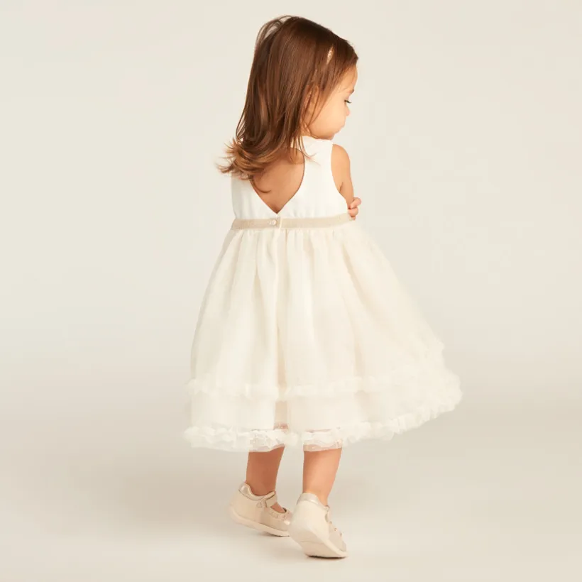 Robe effet 2-en-1 avec dos ajouré en forme de cœur pour bébé fille