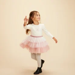 Robe effet 2 en 1 avec jupon en tulle pour bébé fille