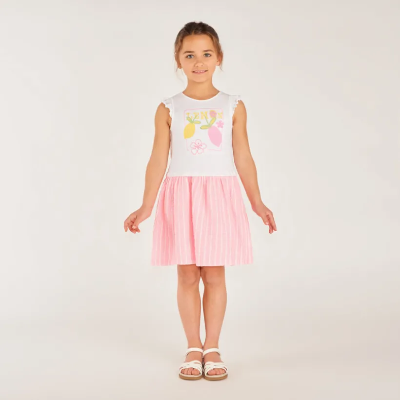 Robe effet 2-en-1 imprimé citron pour fille