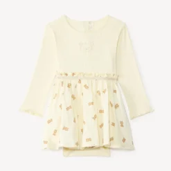 Robe effet 2 en 1 imprimé oursons pour bébé fille