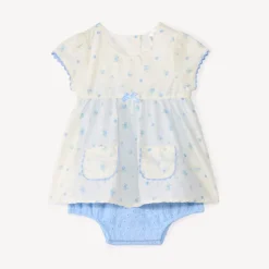 Robe effet à manches courtes 2-en-1 imprimée myrtilles pour bébé fille