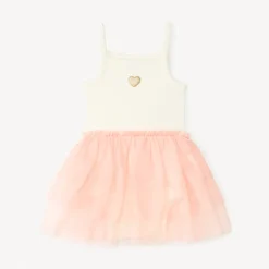Robe 2-en-1 avec tutu et print cœur pour bébé fille