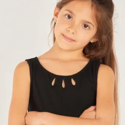 Robe 2-en-1 en bi-matière unie à volants pour fille