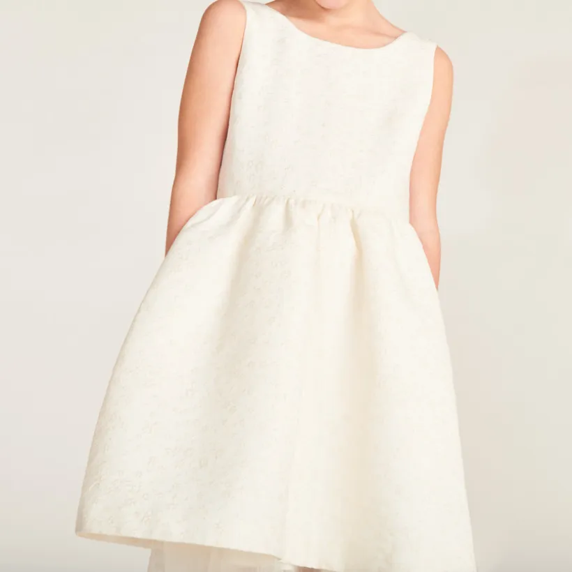 Robe en jacquard et tulle avec motifs floraux pour fille