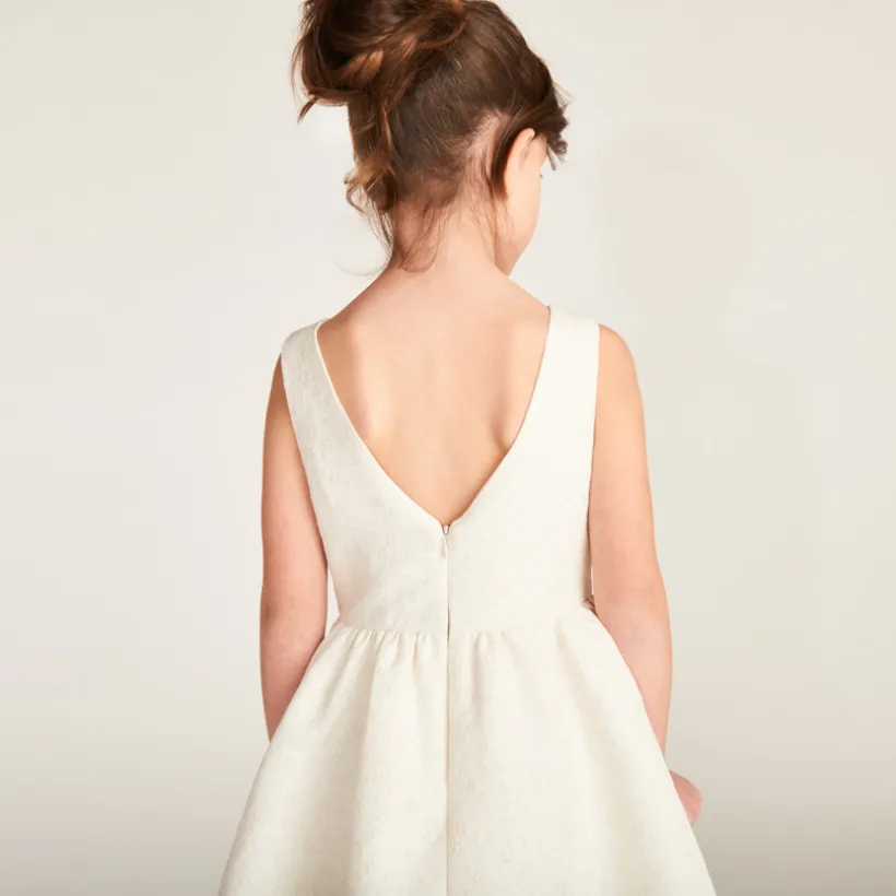 Robe en jacquard et tulle avec motifs floraux pour fille