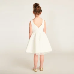 Robe en jacquard et tulle avec motifs floraux pour fille