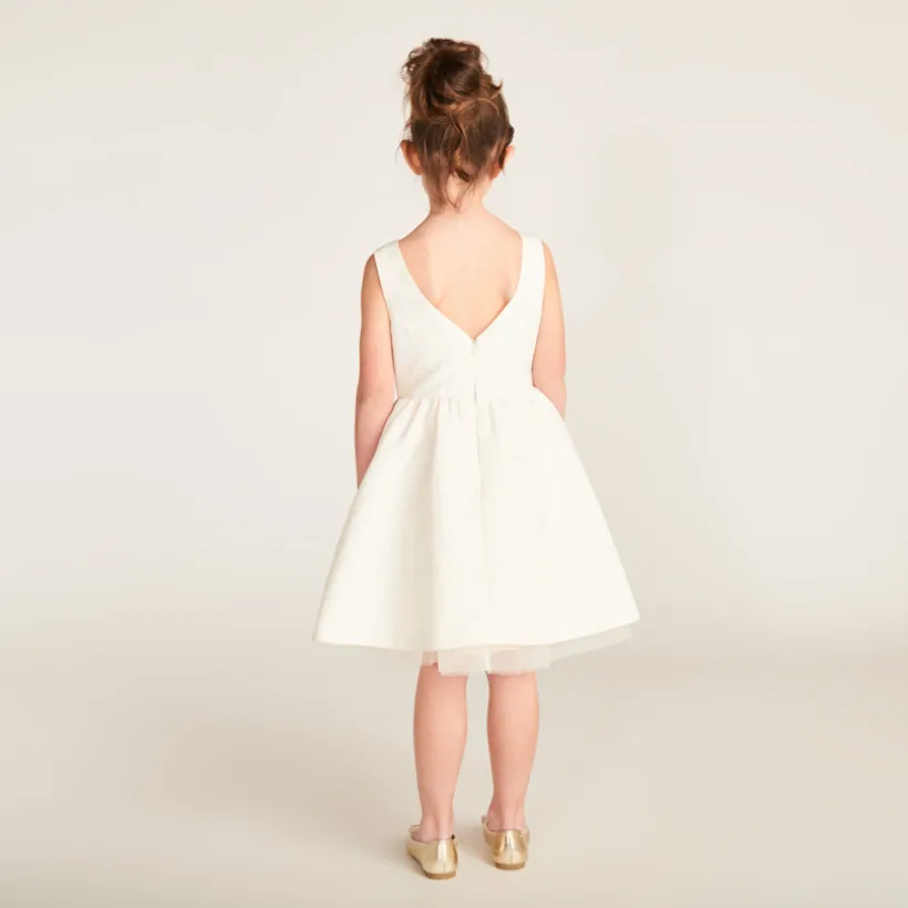 Robe en jacquard et tulle avec motifs floraux pour fille