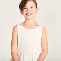 Robe en jacquard et tulle avec motifs floraux pour fille