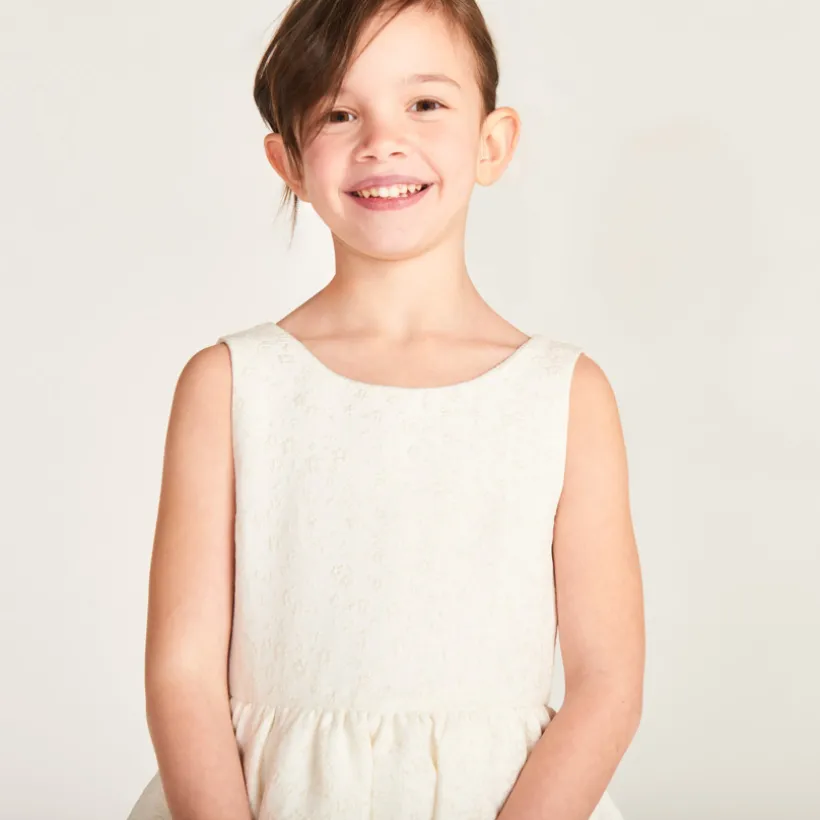 Robe en jacquard et tulle avec motifs floraux pour fille