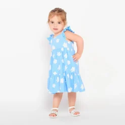 Robe en maille cloquée imprimé fleurs pour bébé fille