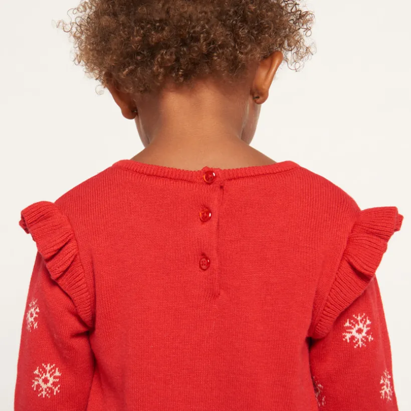 Robe en tricot jacquard motifs Noël pour bébé fille