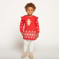 Robe en tricot jacquard motifs Noël pour bébé fille