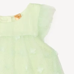 Robe en tulle avec fleurs 3D + bandeau avec nœud en tulle pour bébé fille