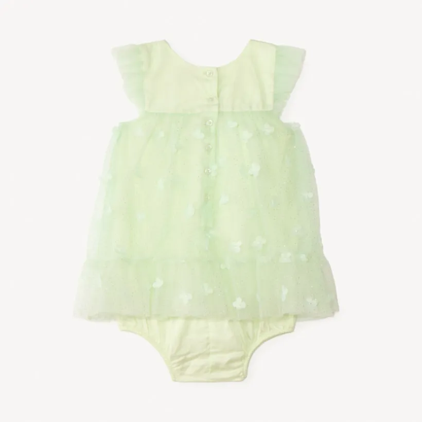 Robe en tulle avec fleurs 3D + bandeau avec nœud en tulle pour bébé fille