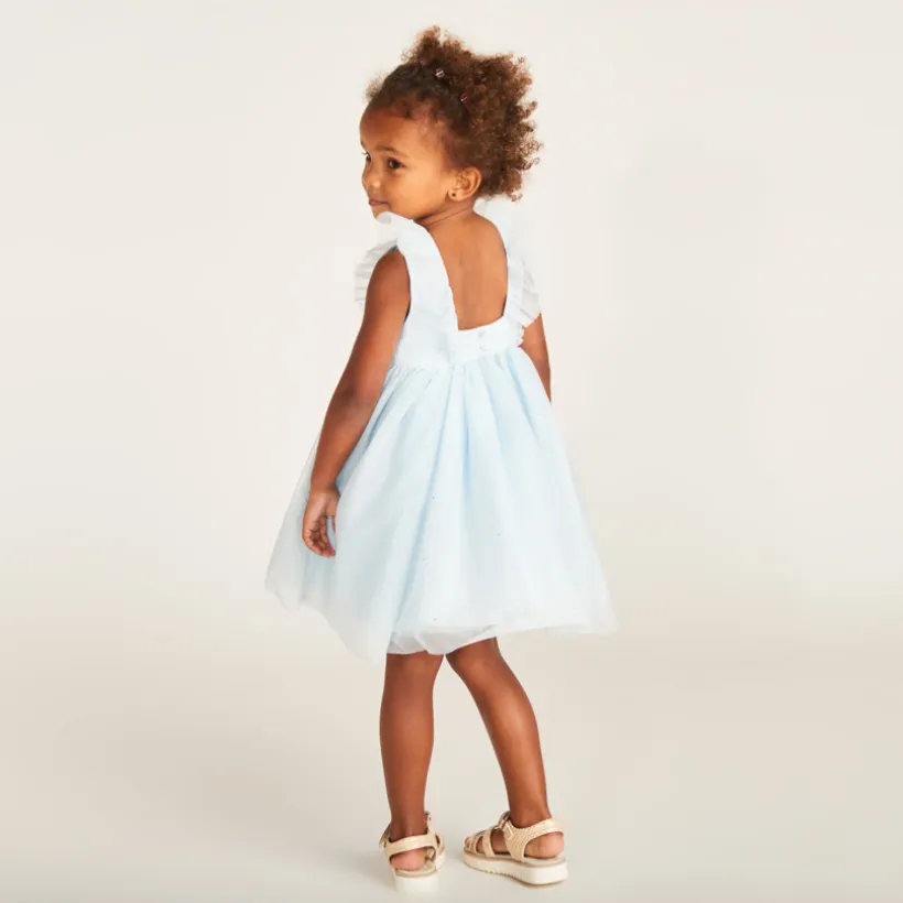 Robe en tulle pailletée manches papillon pour bébé fille