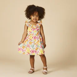 Robe en voile façonné imprimé fleuri pour bébé fille