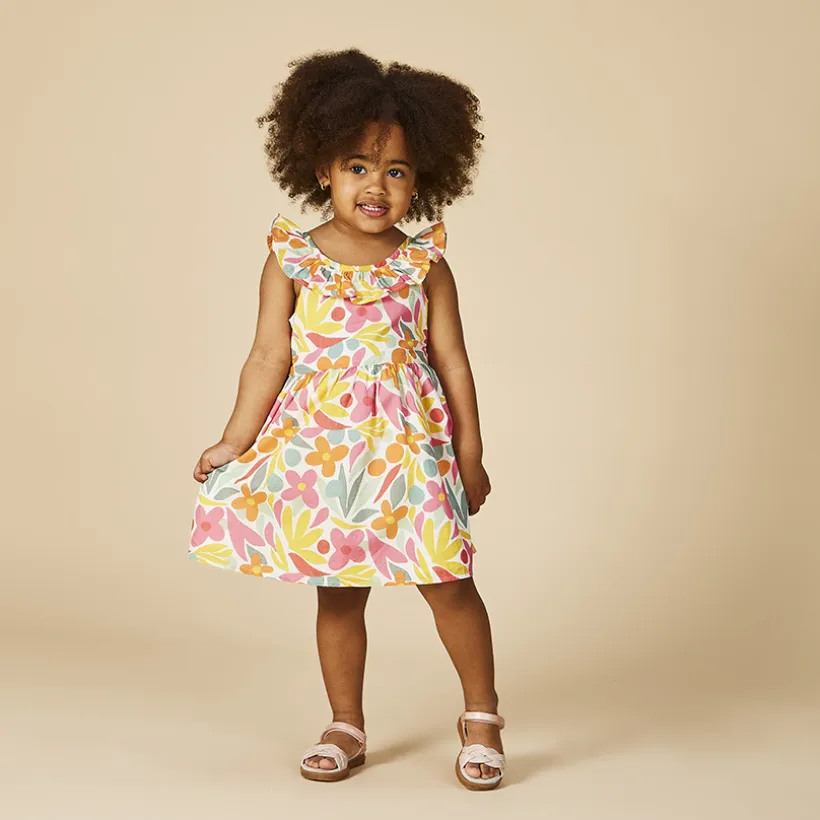 Robe en voile façonné imprimé fleuri pour bébé fille