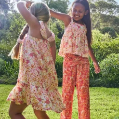 Robe fantaisie effet crépon imprimé fleuri pour fille