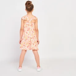 Robe fantaisie effet crépon imprimé fleuri pour fille