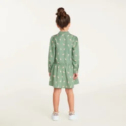 Robe fille col mao manches longues imprimé tulipes