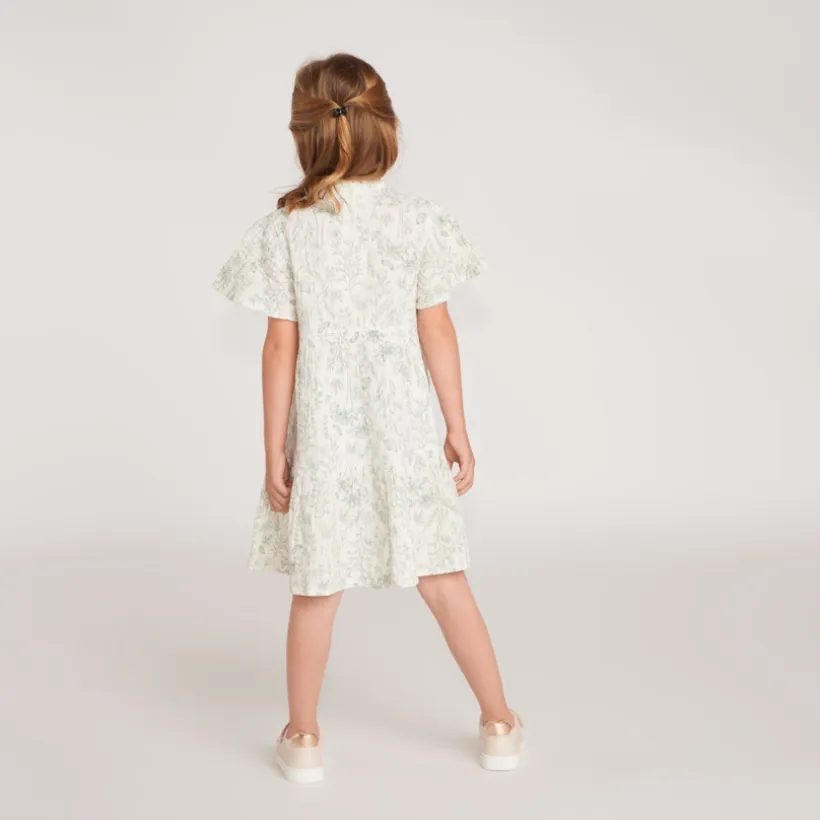 Robe fille manches courtes volantées à imprimé fleuri