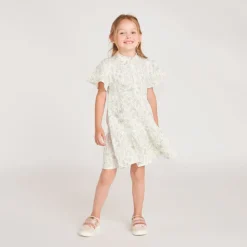 Robe fille manches courtes volantées à imprimé fleuri