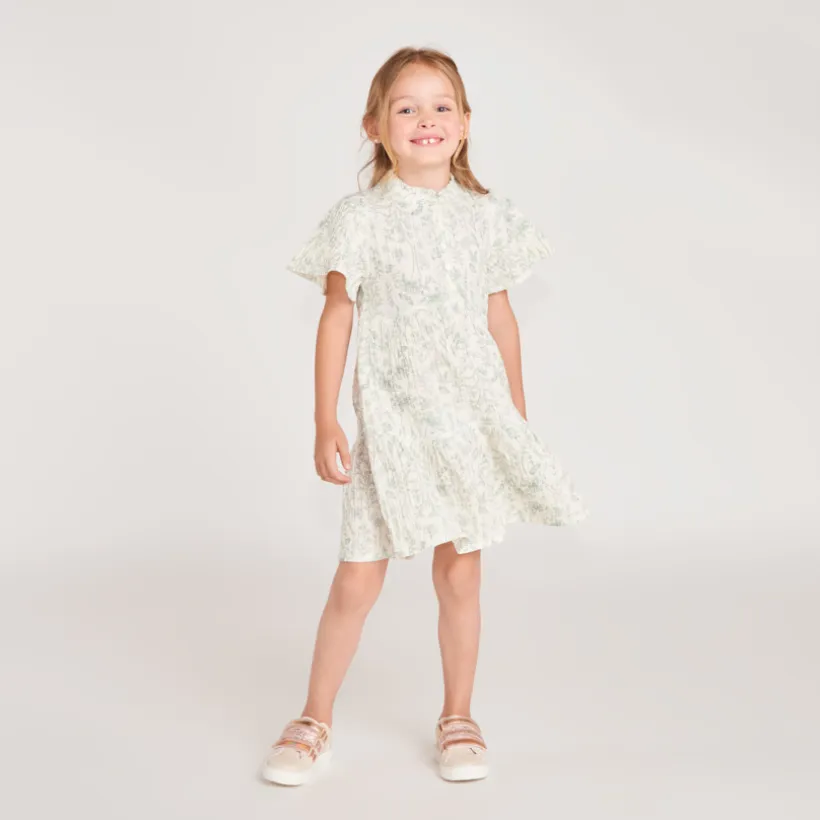 Robe fille manches courtes volantées à imprimé fleuri
