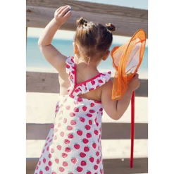 Robe imprimée à bretelles volantées pour bébé fille