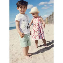 Robe imprimée à bretelles volantées pour bébé fille
