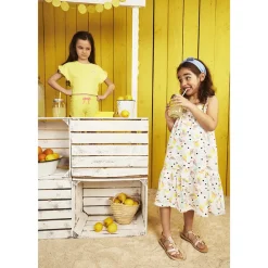 Robe longue à bretelles imprimé feuilles pour fille
