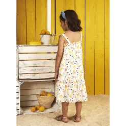 Robe longue à bretelles imprimé feuilles pour fille