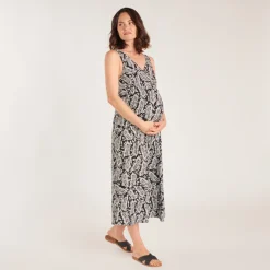 Robe longue à bretelles imprimé fantaisie pour femme enceinte